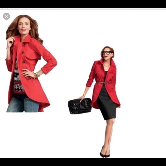 CAbi red trench coat and vest. Style 334. Medium. - Picture 1 of 6